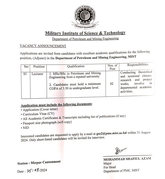 Faculty Recruitment in PME Department